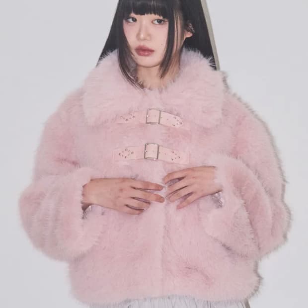 일리고 퍼피 숏 퍼 자켓 핑크