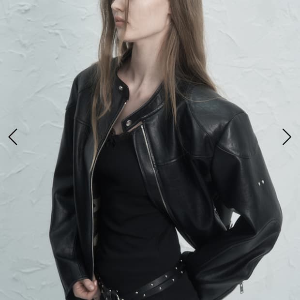 셋업이엑스이 리벳 바이커 레더 자켓