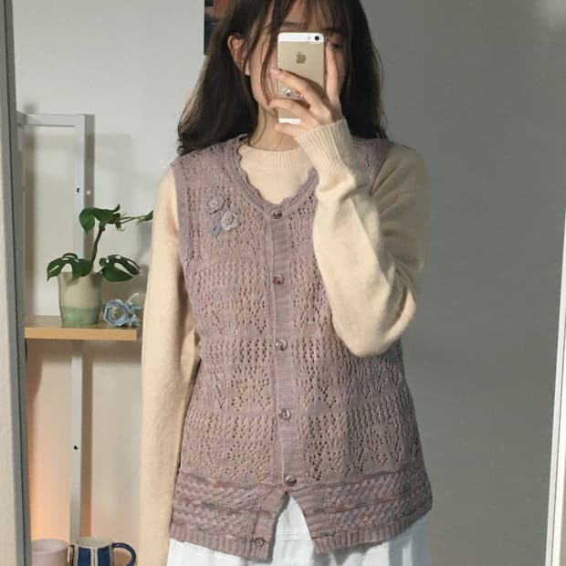 일본 유니클로 니트 + 라일락빛 모리 조끼 set