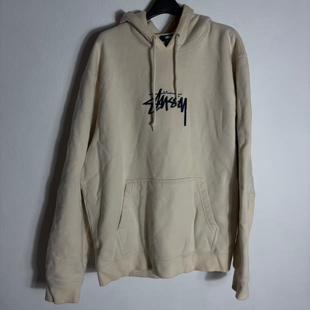 스투시 베이직 후드티 크림(L)