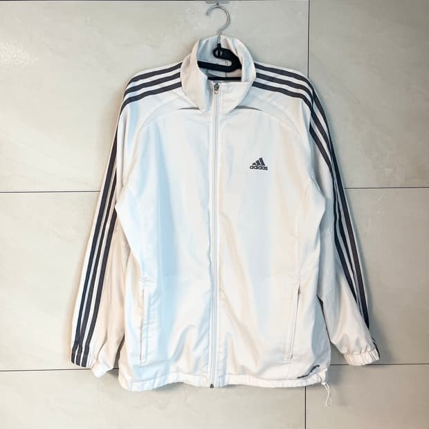 아디다스 화이트,실버 라인 바람막이 [95] 