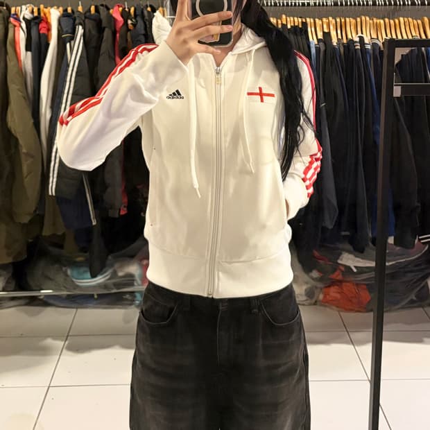 아디다스 잉글랜드 화이트 레드 후드 져지