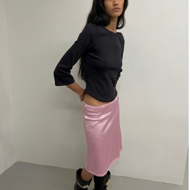 attends soft lace 3/4 sleeve tee(black)