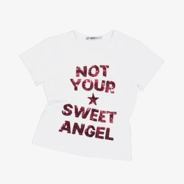 셋업이엑스이 SEQUIN LETTERING TOP / WHITE