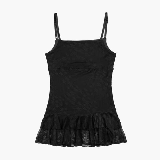 러프넥 Star Pattern Mesh Layered Dress