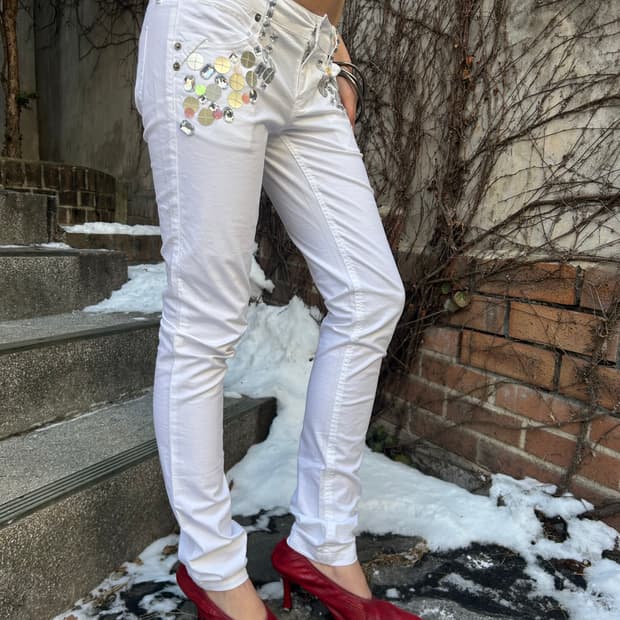 크리스탈 포켓 스키니진