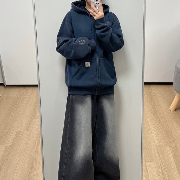 칼하트 레인디펜더 네이비 써멀 후드집업