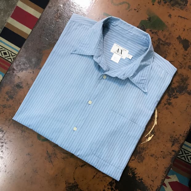 아르마니 익스체인지 블루 더블 스트라이프 셔츠 남성 115 빅사이즈