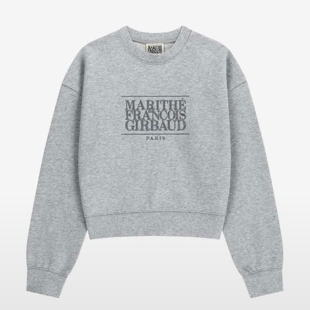 마리떼 클래식 로고 크롭 맨투맨 그레이 M