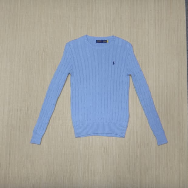 (S) 폴로랄프로렌 여성 라운드 꽈배기 면 니트