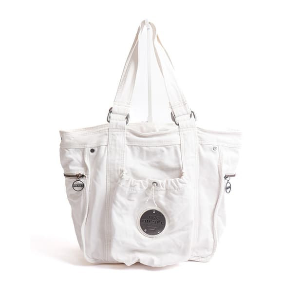 [Diesel] 화이트 멀티 포켓 캔버스 토트백