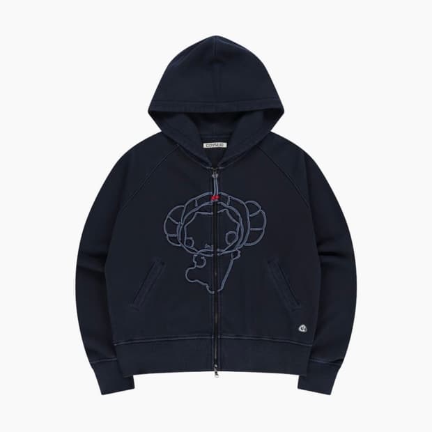 코이세이오 빈티지 테이프 후드 집업 네이비