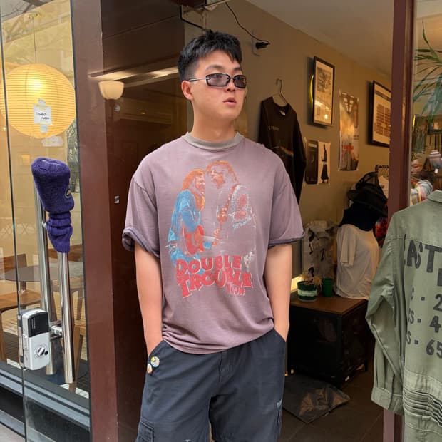 90‘s Double Trouble tour hard faded T-sh