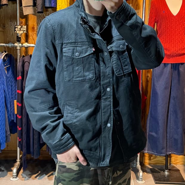 M 리바이스 투포켓 워시드 블랙 야상 자켓