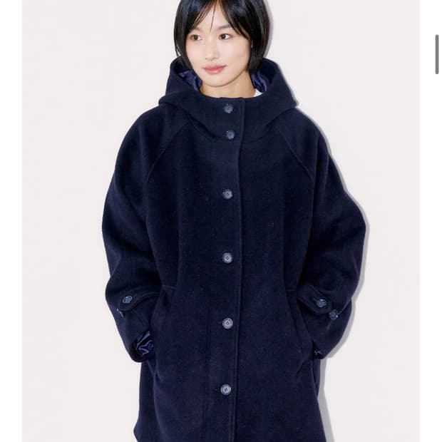 오피쉬 RICH WOOL HALF COAT, NAVY