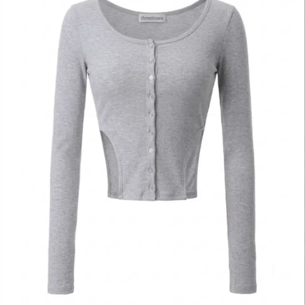 유일매물일껄요? 쓰리타임즈 사이드 컷아웃 가디건 그레이