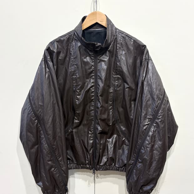 쿠어 멀티 집업 레더 블루종 자켓