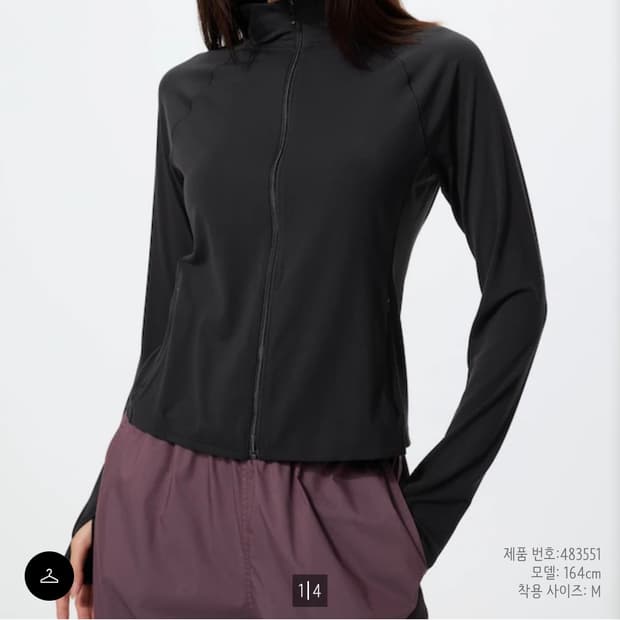 유니클로 울트라스트레치액티브풀집재킷 블랙 m 여성