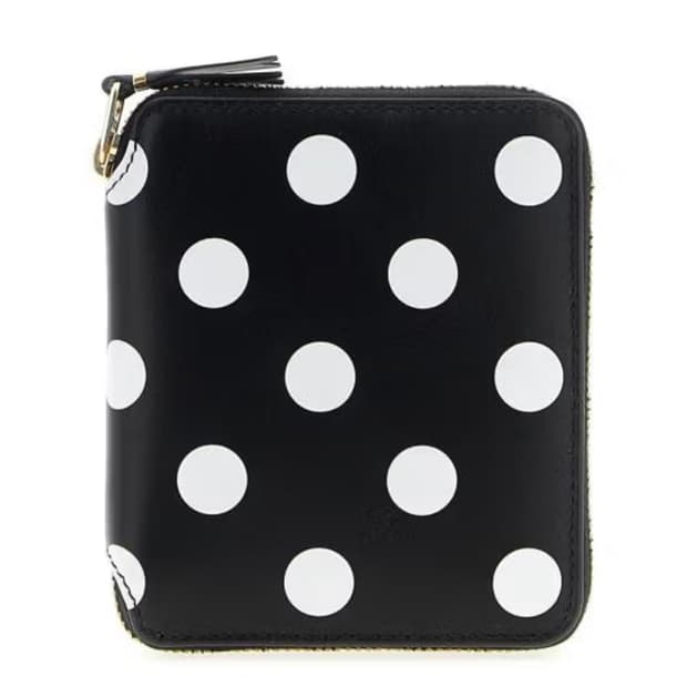 꼼데가르송 라운드 폴카 도트 프린트 지퍼 반지갑