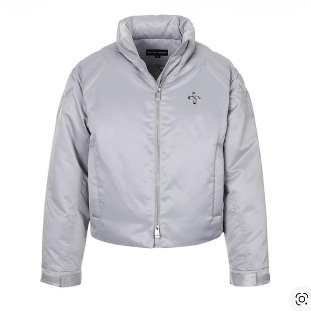 써저리 바이커 엠보싱 푸퍼 자켓 그레이 L판매 쿨거 시 네고