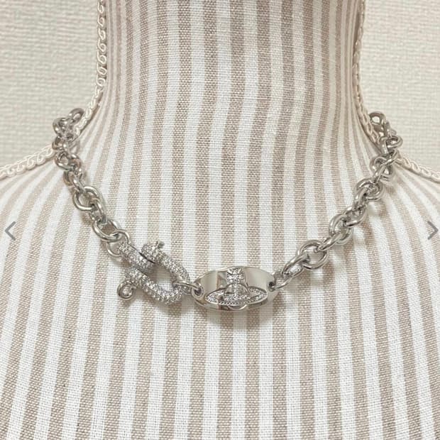 비비안웨스트우드 크리스탈 로고 orb 체인 초커 목걸이(새상품)