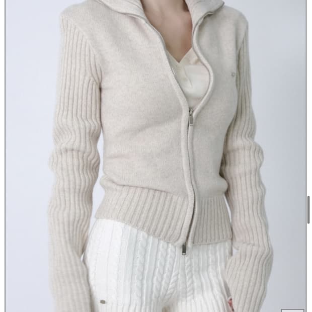 페일제이드 터틀넥 울 니트 집업