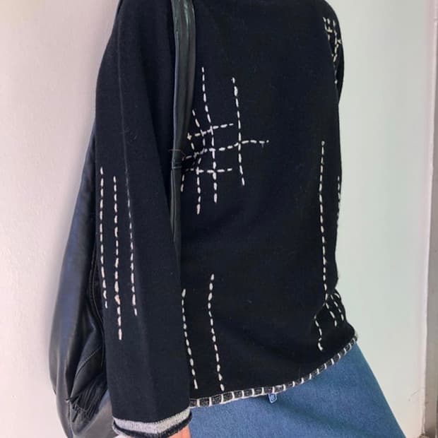 빈티지샵 낙원 자수 니트