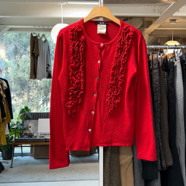 아츠로 타야마 비대칭 프릴 가디건