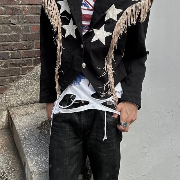 *rare* 90s USA 빈티지 웨스턴 스타 프린지 자켓