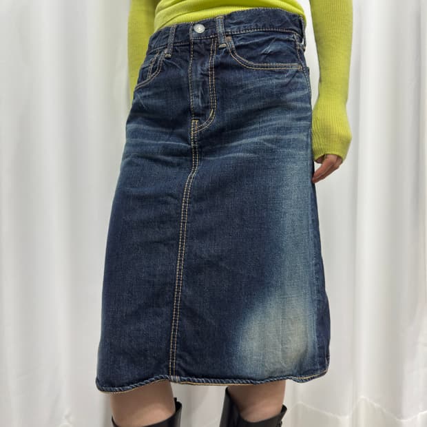 omnigod denim midi skirt