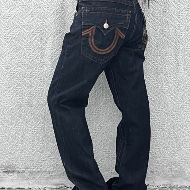 트루릴리전 스트레이트 빈티지 스티치 데님팬츠 33인치 C09486