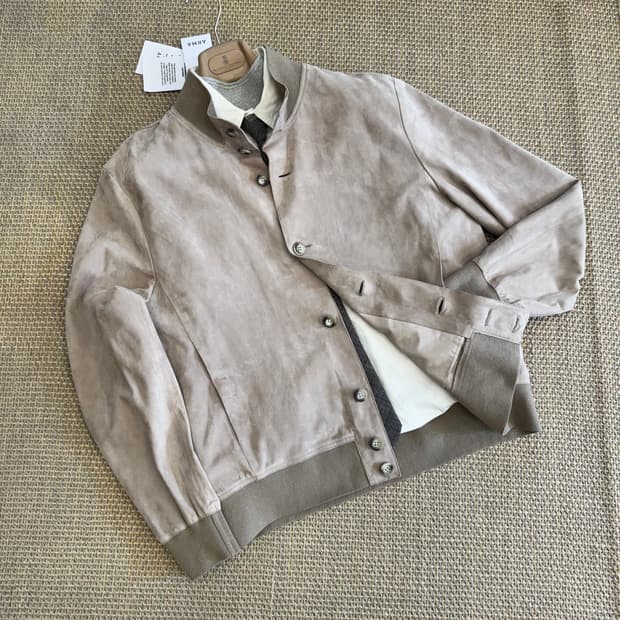 ARMA Collection 최고급 유러피안 크림그레이 스웨이드 블루종 