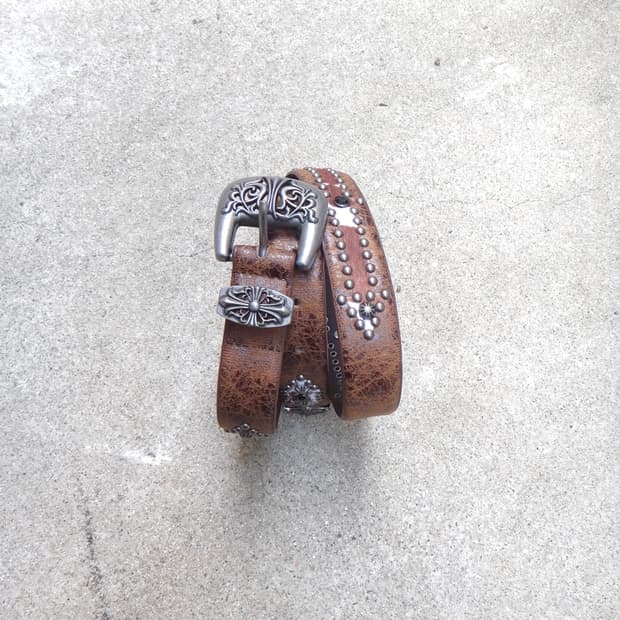Western cow leather belt / brown