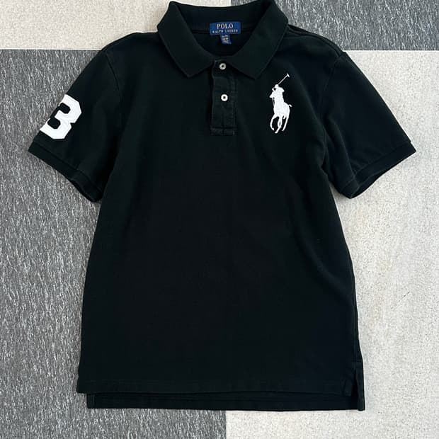 폴로 랄프로렌 블랙/화이트 빅포니 카라 티셔츠 