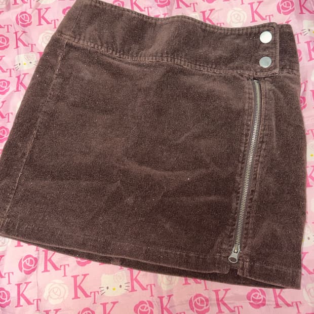 빈티지 브라운 스커트 미니 숏 골지