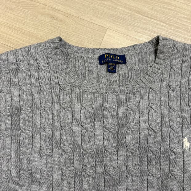 [오늘만] 폴로랄프로렌 케이블 니트 걸즈 XL (그레이, 화이트 포니)