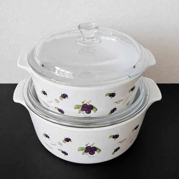 프랑스 루미낙 비트로플람 프룬(자두)빈티지 내열냄비 2종세트