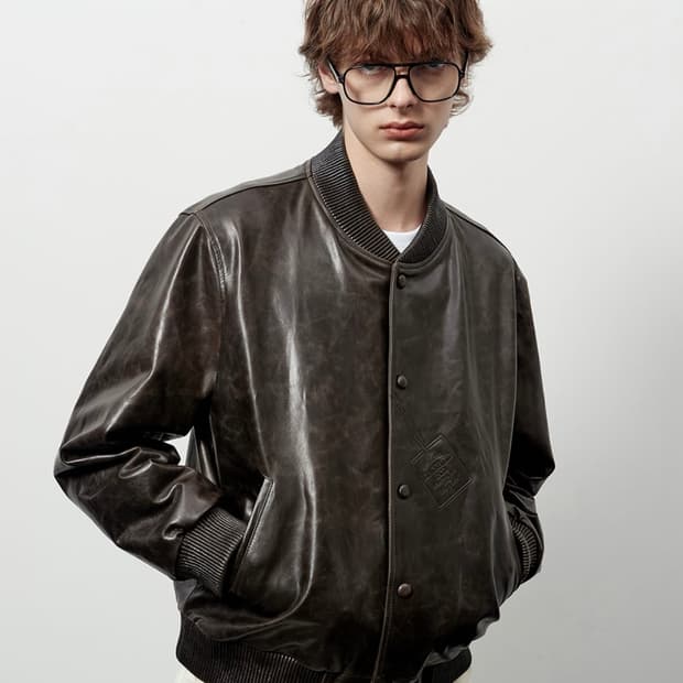 [M] stu office 스탬프 램 스킨 레더 자켓 브라운 stu 레더