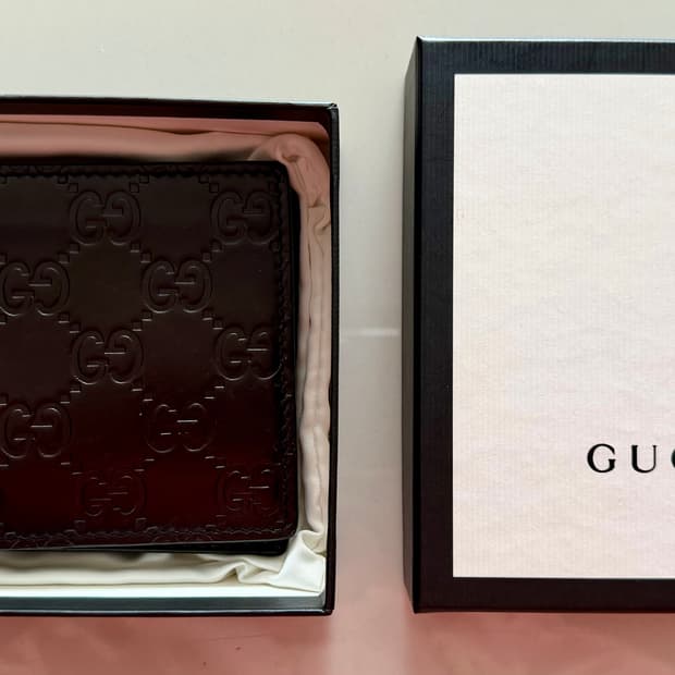 구찌 GUCCI GG 시마 반지갑 브라운 가죽 로고 엠보 지갑 풀박스