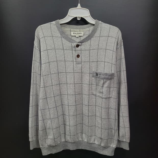 BALMAIN 발망 빈티지 헨리넥 자수로고 셔츠 