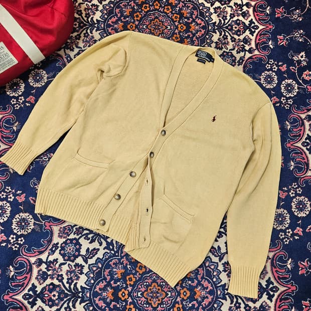 폴로랄프로렌 90's 베이지 코튼 루즈핏 가디건