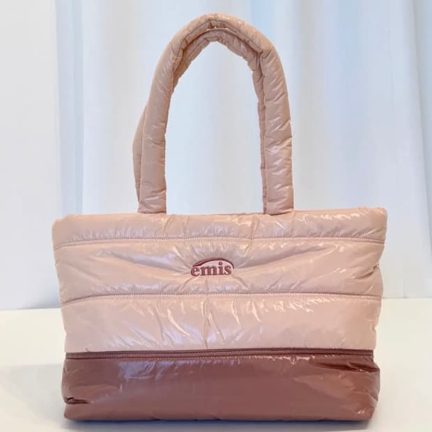 emis 글로시 패디드 토트백  핑크