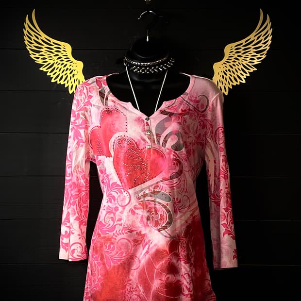 JPN 펑크 큐빅 패턴 레드핑크 롱슬리브