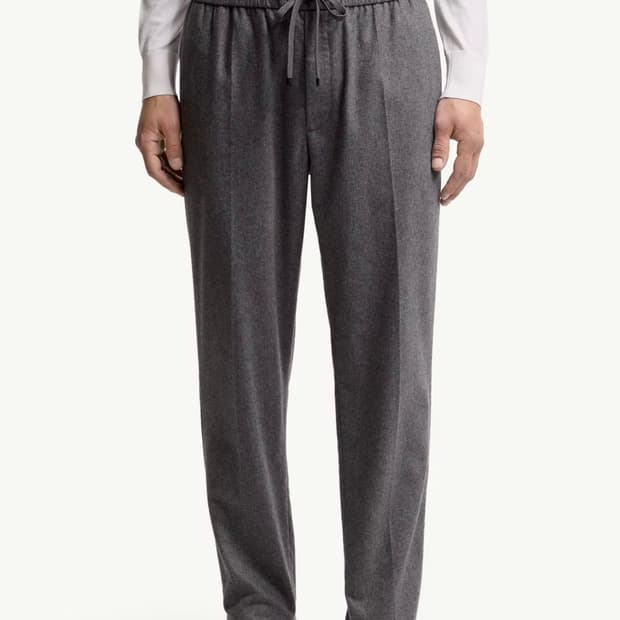 몽클레어 캐시미어 드로스트링 로고 조깅 팬츠 그레이