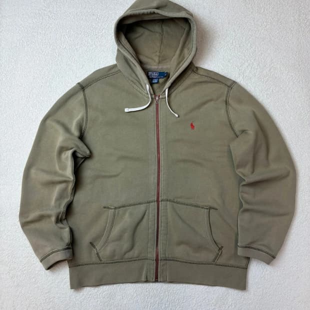 폴로 랄프로렌 00's 라이트 카키 후드 집업 PN5735