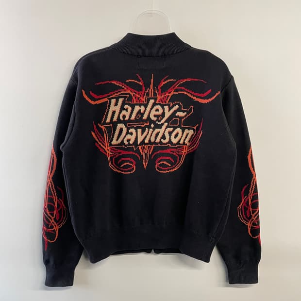 90s 할리데이비슨 플레임 니트집업