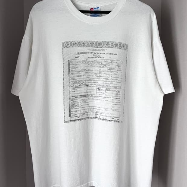 90s Kurt Cobain Death Certificate 밴드 티셔츠