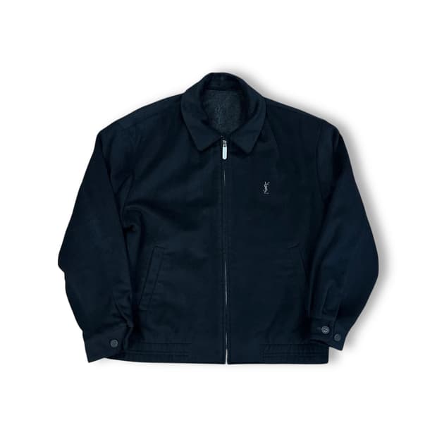 입생로랑 울캐시미어 카라 블루종 자켓