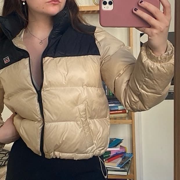 리바이스 배색 패딩 노스페이스 눕시 푸퍼 칼하트