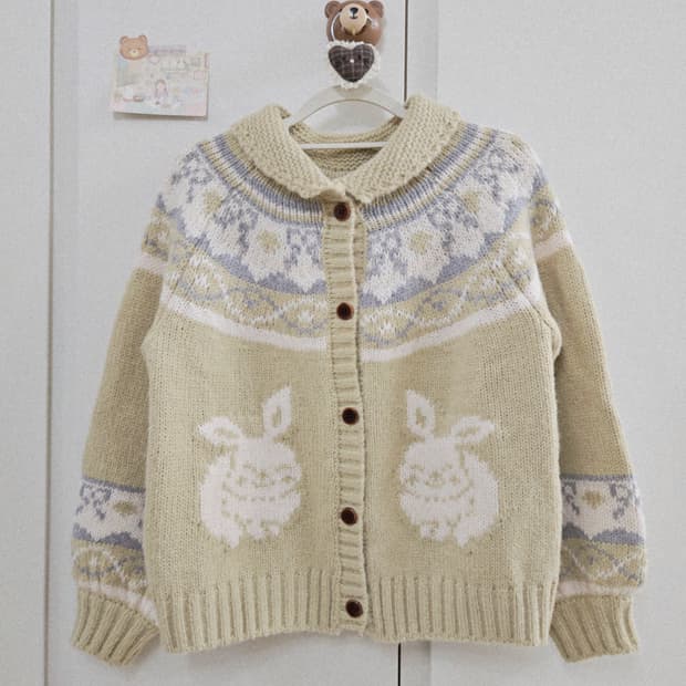 [새상품] 토끼 노르딕 니트가디건